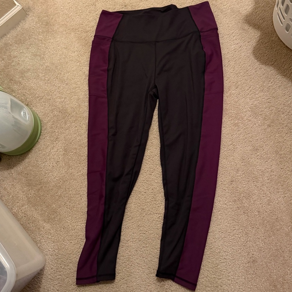 Black and Purple/ Deep Berry Active Booty Leggings